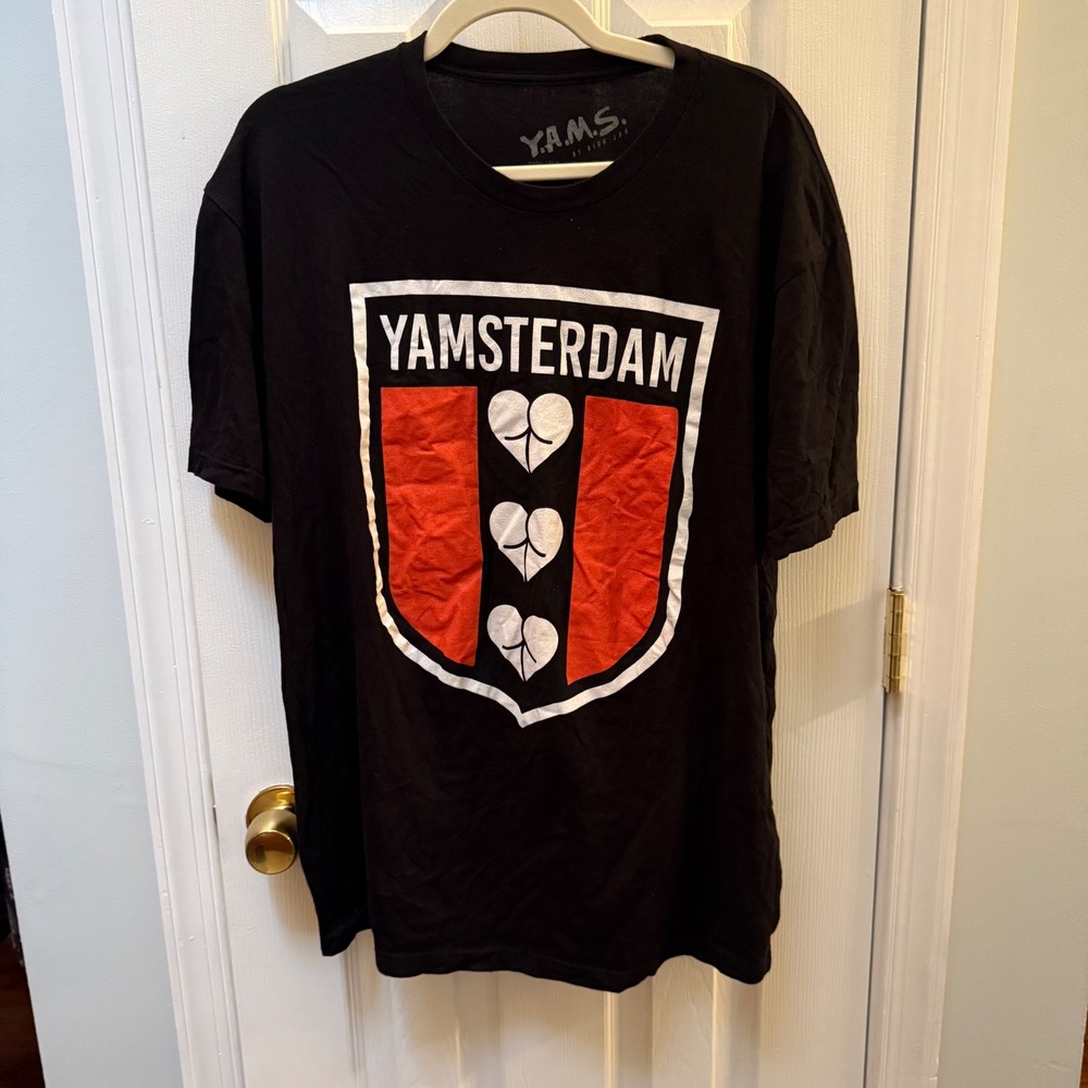 Y.A.M.S. by Bigg Jah Yamsterdam Graphic T-Shirt Mens XL Black Streetwear Cotton